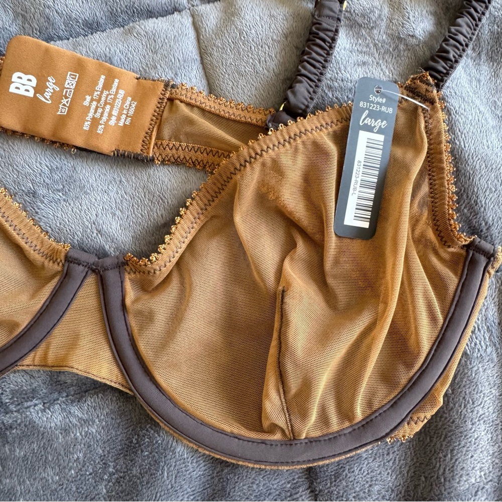 NWT BootayBag Women's Bra and Thong set Gold/Brown - Picture 4 of 8